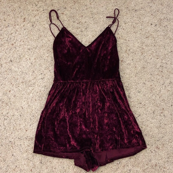 La Hearts Other - MAROON SILKY ROMPER!